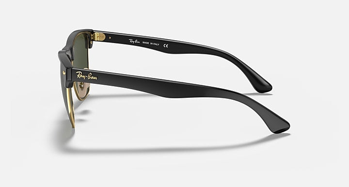 Ray-Ban CLUBMASTER OVERSIZED Black On Gold with G-15 Green Solid Color lenses - Lateral