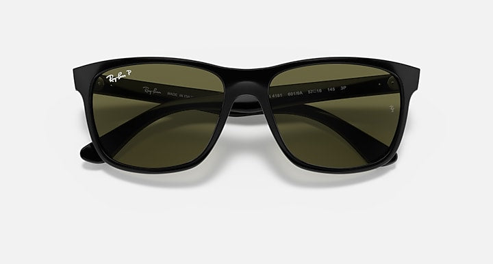 Ray-Ban RB4181 Black with G-15 Green Polarized Solid Color lenses - Closed Front