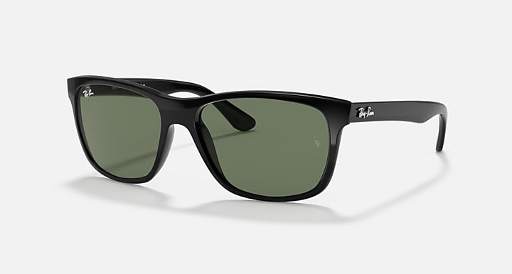 Ray-Ban RB4181 Black with Green Solid Color lenses - Quarter