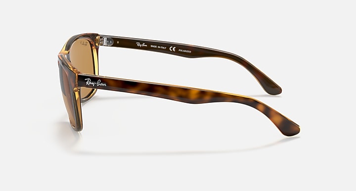 Ray-Ban RB4181 Light Havana with Brown Polarized Solid Color lenses - Lateral