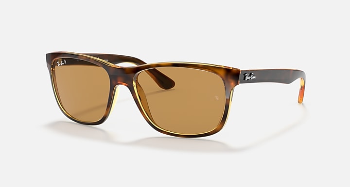 Ray-Ban RB4181 Light Havana with Brown Polarized Solid Color lenses - Quarter