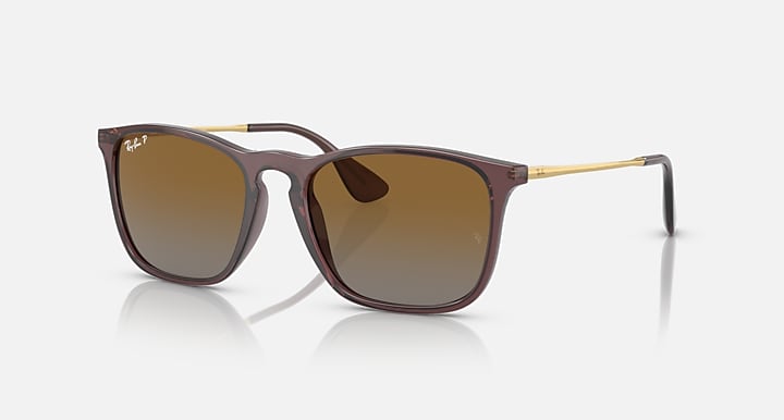 Ray-Ban CHRIS Transparent Brown; Gold with Brown Polarized Gradient lenses - Quarter