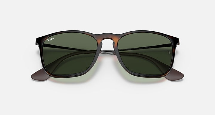 Ray-Ban CHRIS Light Havana with Dark Green Solid Color lenses - Closed Front
