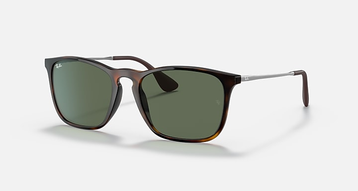 Ray-Ban CHRIS Light Havana with Dark Green Solid Color lenses - Quarter
