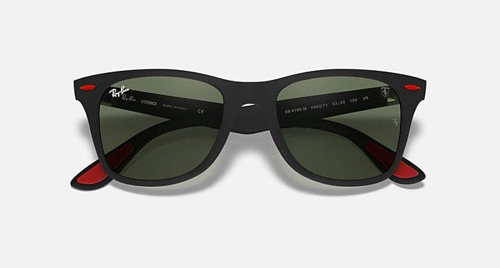 Ray-Ban RB4195M SCUDERIA FERRARI COLLECTION Black with Green Classic Solid Color lenses - Closed Front