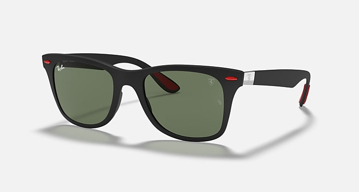 Ray-Ban RB4195M SCUDERIA FERRARI COLLECTION Black with Green Classic Solid Color lenses - Quarter