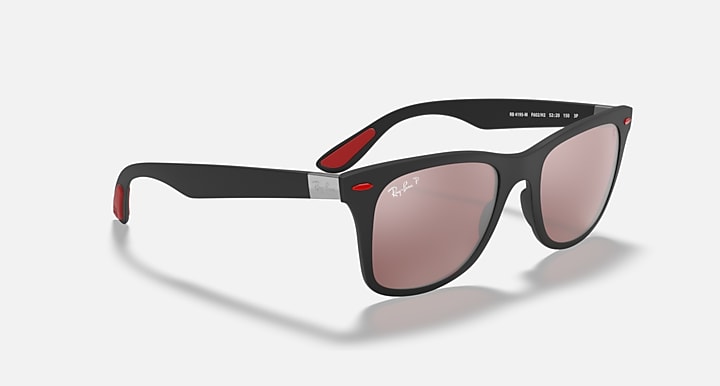 Ray-Ban RB4195M SCUDERIA FERRARI COLLECTION POLARIZED+ LENSES Black with Purple Mirror Silver Polarized+ Polarized+ lenses - Alternative