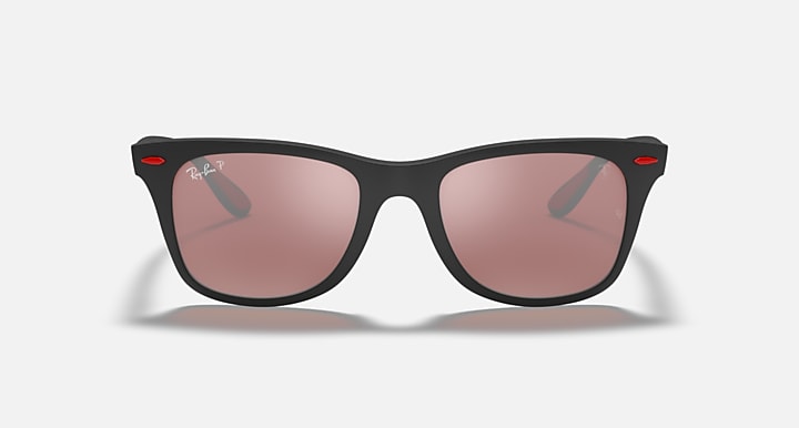 Ray-Ban RB4195M SCUDERIA FERRARI COLLECTION POLARIZED+ LENSES Black with Purple Mirror Silver Polarized+ Polarized+ lenses - Front