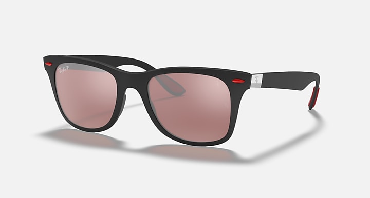 Ray-Ban RB4195M SCUDERIA FERRARI COLLECTION POLARIZED+ LENSES Black with Purple Mirror Silver Polarized+ Polarized+ lenses - Quarter