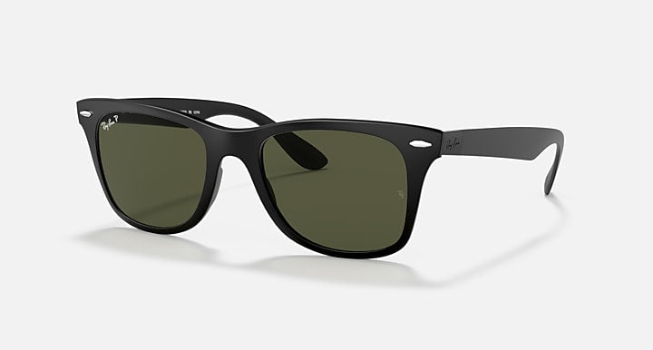 Ray-Ban WAYFARER LITEFORCE Black with G-15 Green Polarized Solid Color lenses - Quarter