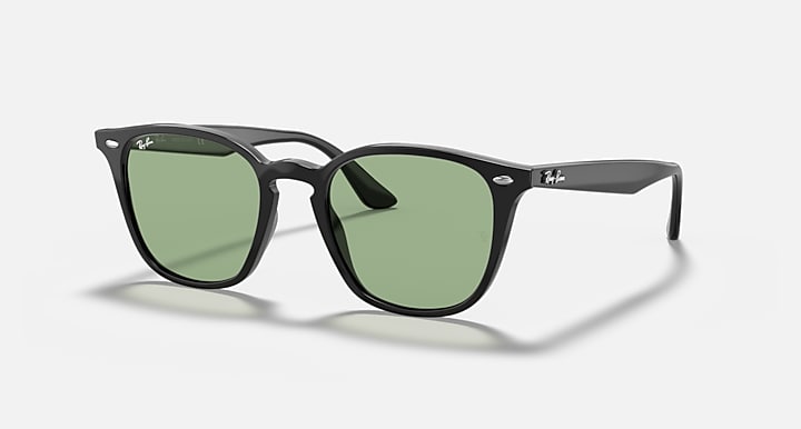 Ray-Ban RB4258 Black; Shiny Black with Light Green Classic Solid Color lenses - Quarter
