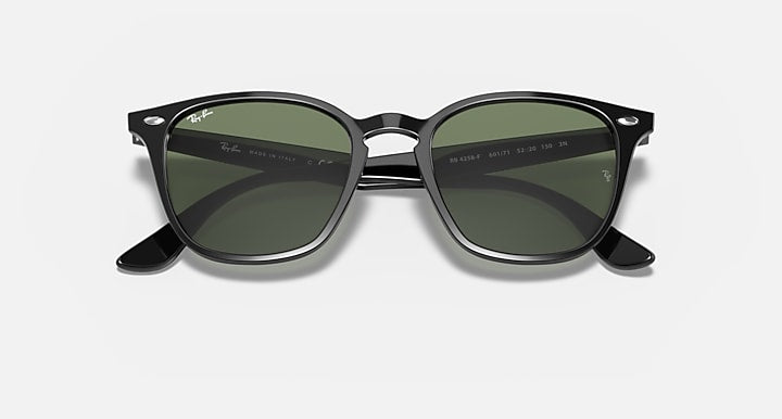 Ray-Ban RB4258 Black with Green Classic Solid Color lenses - Closed Front