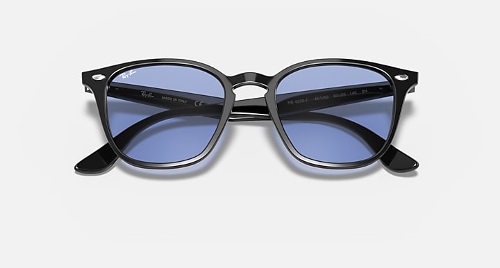 Ray-Ban RB4258 Black with Blue Classic Solid Color lenses - Closed Front