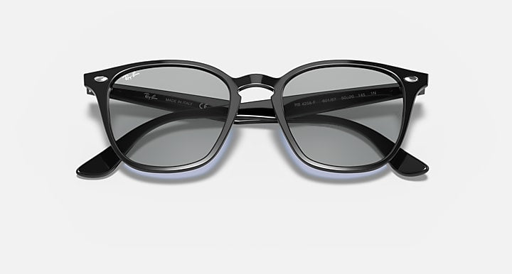 Ray-Ban RB4258 Black; Shiny Black with Dark Grey Classic Solid Color lenses - Closed Front