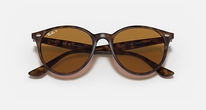 Ray-Ban RB4305 Light Havana; Tortoise with Brown Polarized Solid Color lenses - Closed Front
