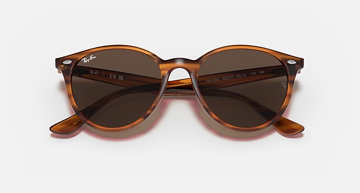 Ray-Ban RB4305 Striped Red Havana with Dark Brown Solid Color lenses - Closed Front