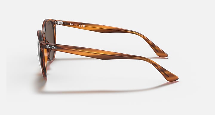 Ray-Ban RB4305 Striped Red Havana with Dark Brown Solid Color lenses - Lateral