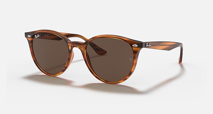 Ray-Ban RB4305 Striped Red Havana with Dark Brown Solid Color lenses - Quarter