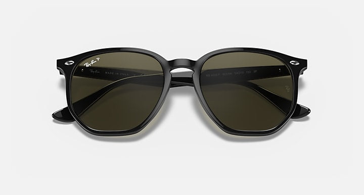 Ray-Ban RB4306 Black with G-15 Green Polarized Solid Color lenses - Closed Front