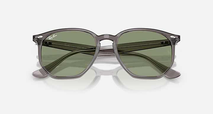 Ray-Ban RB4306 Opal Grey with Green Solid Color lenses - Closed Front