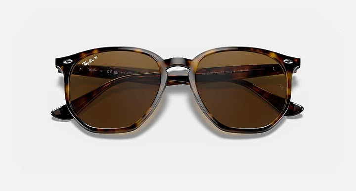 Ray-Ban RB4306 Light Havana with Brown Polarized Solid Color lenses - Closed Front