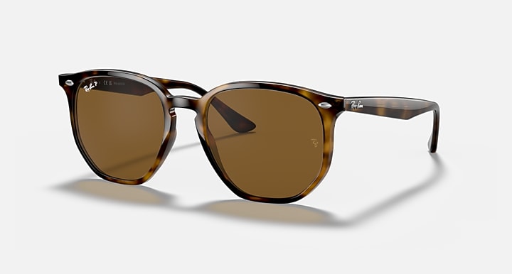 Ray-Ban RB4306 Light Havana with Brown Polarized Solid Color lenses - Quarter