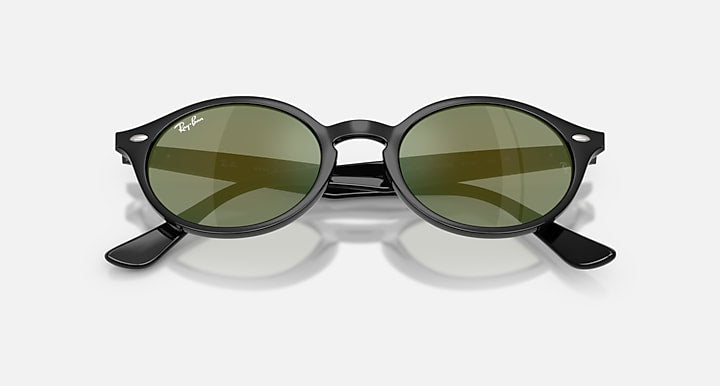 Ray-Ban RB4315 Black with Green Mirror Solid Color - Mirror lenses - Closed Front