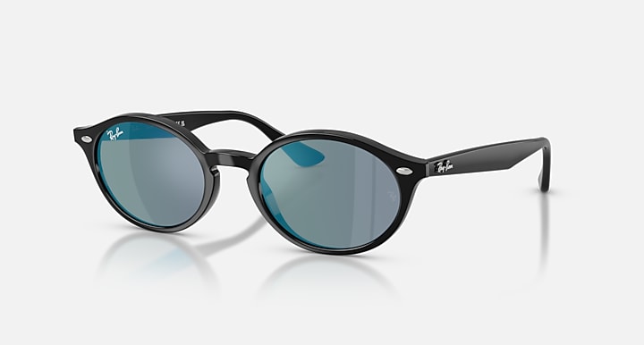 Ray-Ban RB4315 Black with Blue Mirror Solid Color - Mirror lenses - Quarter