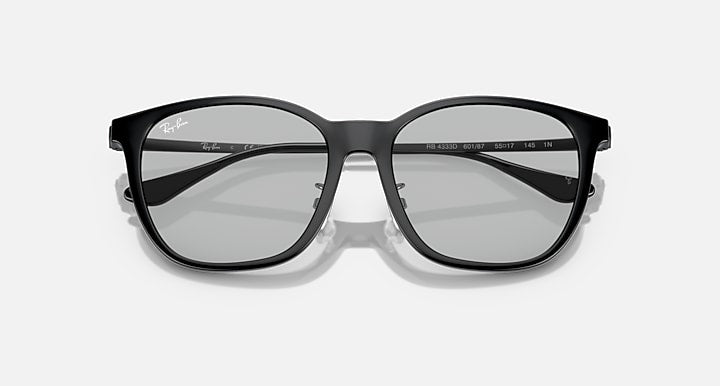 Ray-Ban RB4333D Black with Light Grey Solid Color lenses - Closed Front