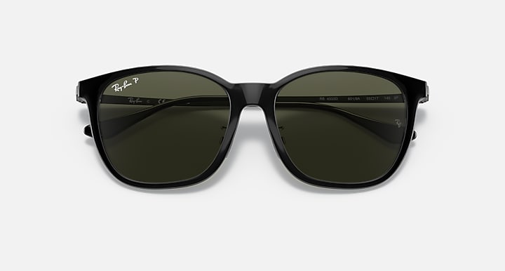 Ray-Ban RB4333D Black with G-15 Green Polarized Solid Color lenses - Closed Front