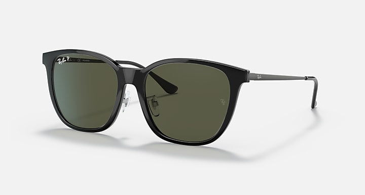 Ray-Ban RB4333D Black with G-15 Green Polarized Solid Color lenses - Quarter