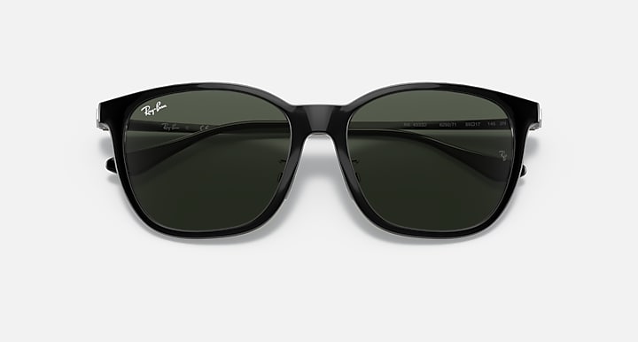 Ray-Ban RB4333D Black; Silver with G-15 Green Solid Color lenses - Closed Front