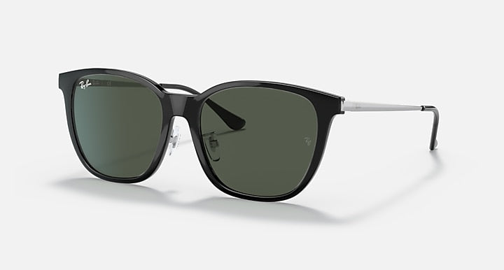 Ray-Ban RB4333D Black; Silver with G-15 Green Solid Color lenses - Quarter