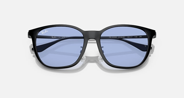 Ray-Ban RB4333D Black with Blue Solid Color lenses - Closed Front