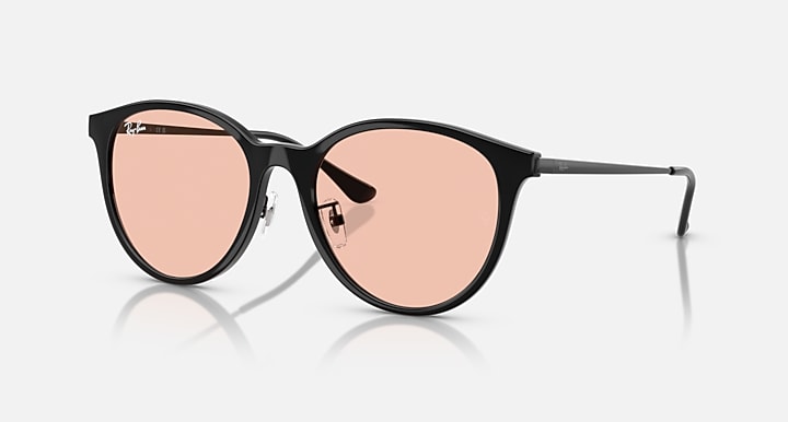 Ray-Ban RB4334D Black with Light Pink Solid Color lenses - Quarter