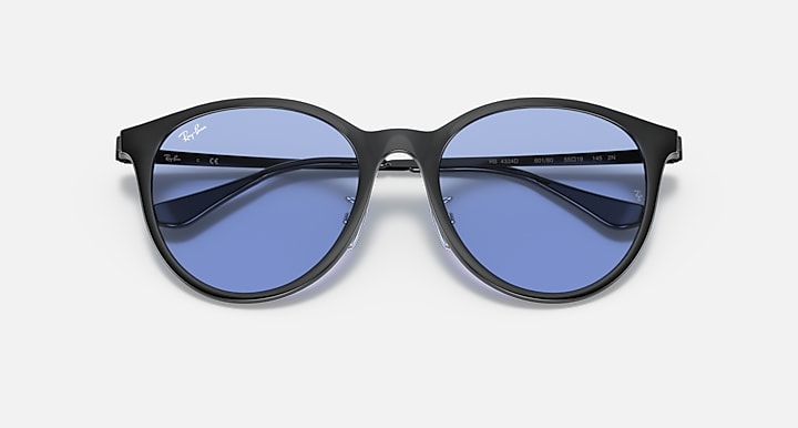 Ray-Ban RB4334D Black with Blue Classic Solid Color lenses - Closed Front