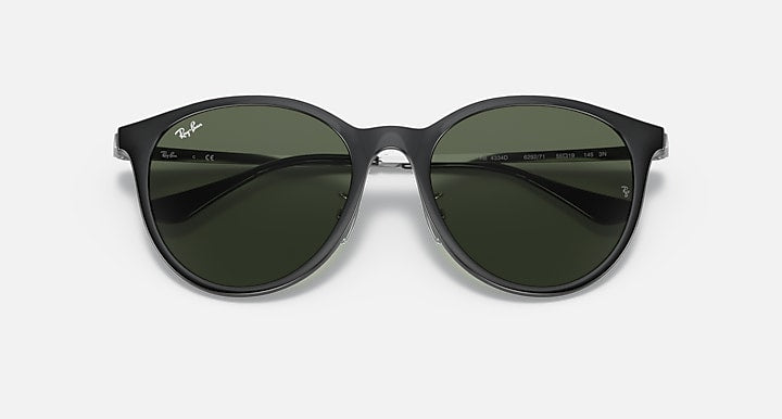 Ray-Ban RB4334D Black; Grey with G-15 Green Solid Color lenses - Closed Front