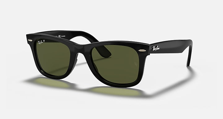 Ray-Ban WAYFARER EASE Black with G-15 Green Polarized Solid Color lenses - Quarter
