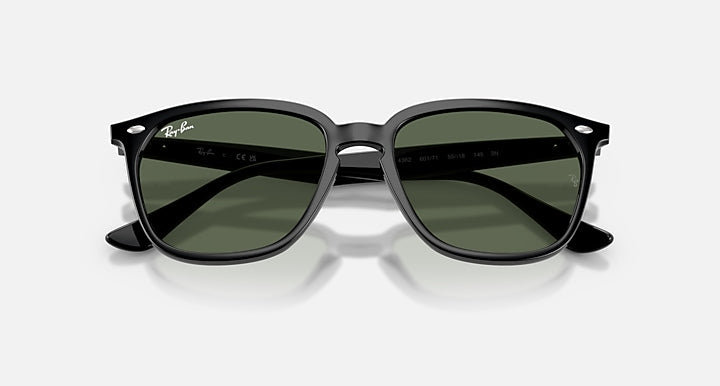 Ray-Ban RB4362 Black with Green Solid Color lenses - Closed Front