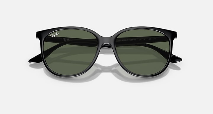 Ray-Ban RB4378 Black with Dark Green Solid Color lenses - Closed Front