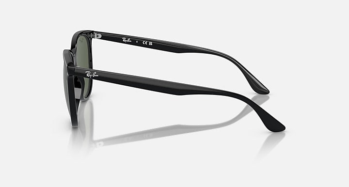 Ray-Ban RB4378 Black with Dark Green Solid Color lenses - Lateral