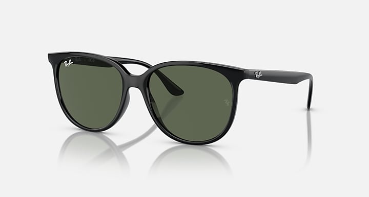 Ray-Ban RB4378 Black with Dark Green Solid Color lenses - Quarter