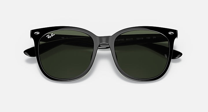 Ray-Ban RB4379D Black with Dark Green Solid Color lenses - Closed Front