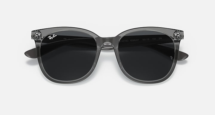 Ray-Ban RB4379D Transparent Grey; Grey with Dark Grey Solid Color lenses - Closed Front