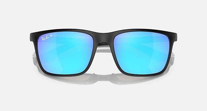 Ray-Ban RB4385 POLARIZED+ LENSES Black with Green & Blue Polarized+ Polarized+ lenses - Closed Front