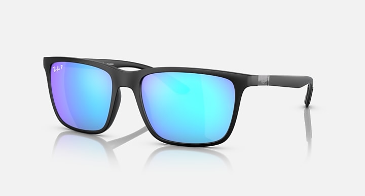 Ray-Ban RB4385 POLARIZED+ LENSES Black with Green & Blue Polarized+ Polarized+ lenses - Quarter