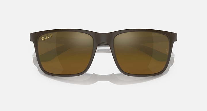 Ray-Ban RB4385 POLARIZED+ LENSES Brown with Gold & Brown Polarized+ Polarized+ lenses - Closed Front