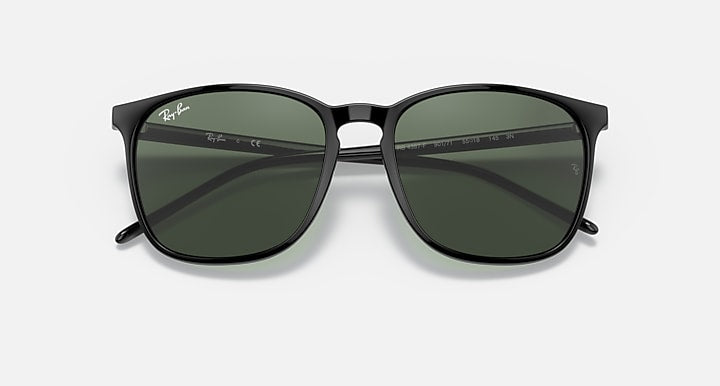 Ray-Ban RB4387 Black with Green Classic Solid Color lenses - Closed Front