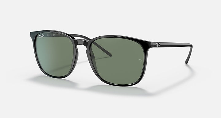 Ray-Ban RB4387 Black with Green Classic Solid Color lenses - Quarter