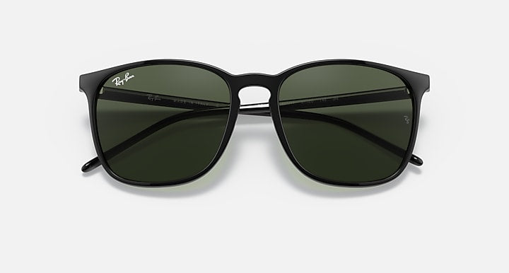 Ray-Ban RB4387 Black with Green Solid Color lenses - Closed Front